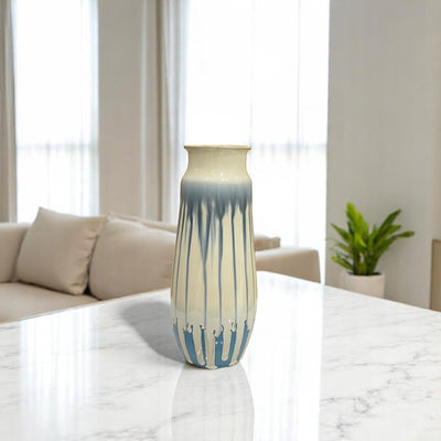 Serene Blue Drip Glaze Ceramic Vase Set