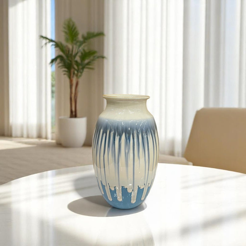 Serene Blue Drip Glaze Ceramic Vase Set