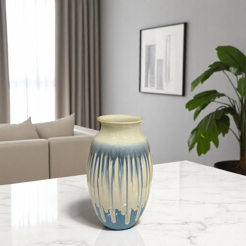 Serene Blue Drip Glaze Ceramic Vase Set