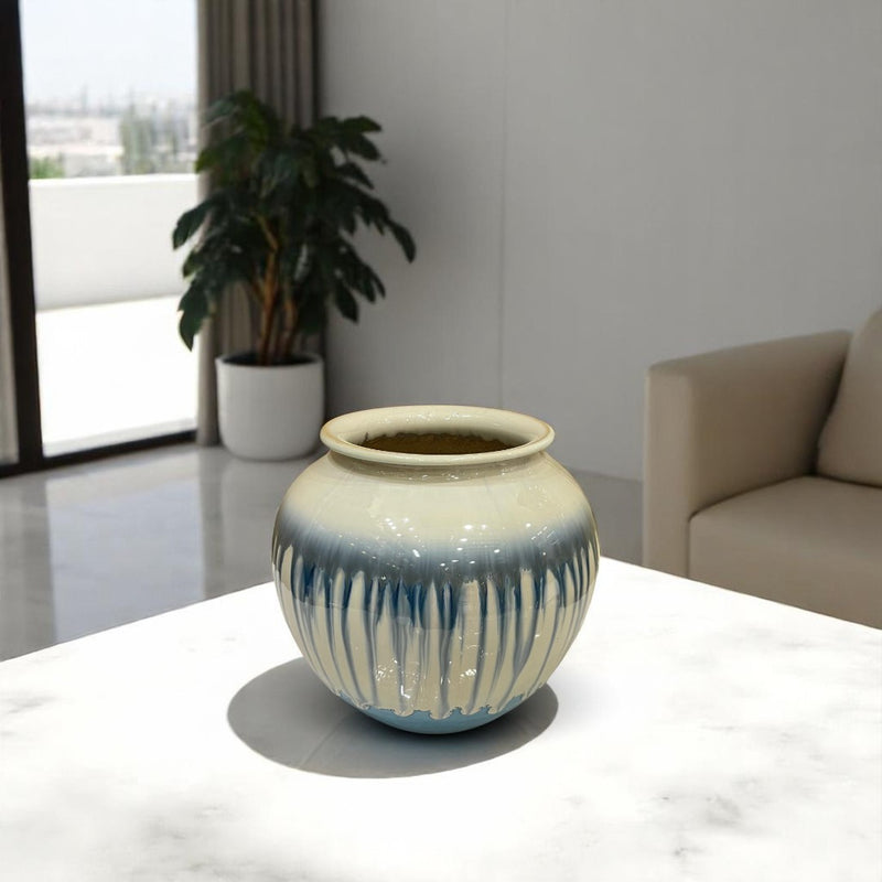 Serene Blue Drip Glaze Ceramic Vase Set