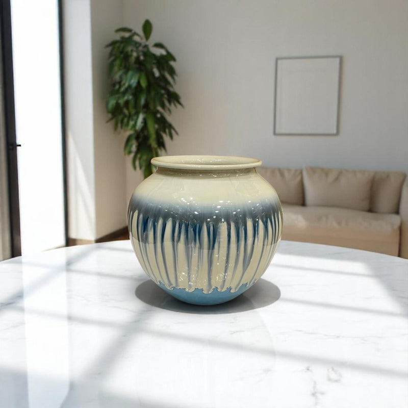 Serene Blue Drip Glaze Ceramic Vase Set