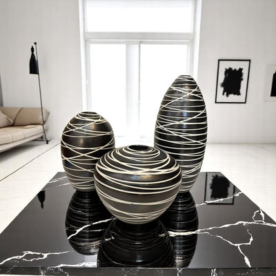 Monochrome Stripes Ceramic Vase