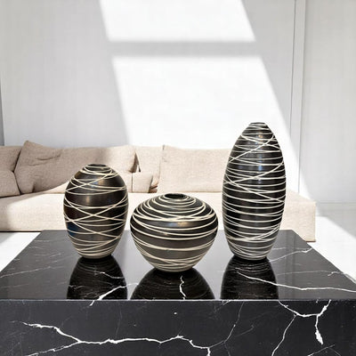 Monochrome Stripes Ceramic Vase