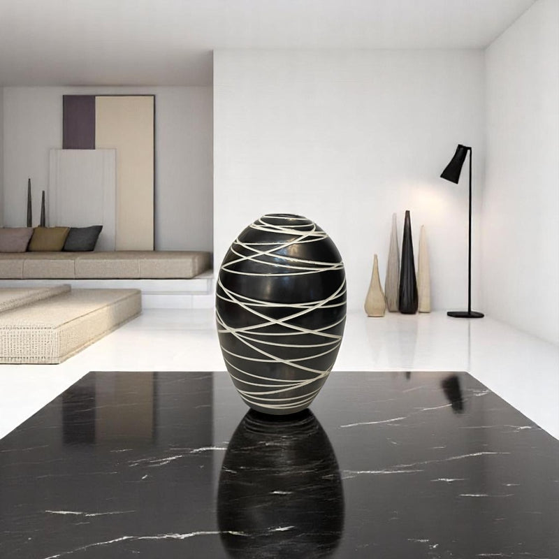 Monochrome Stripes Ceramic Vase