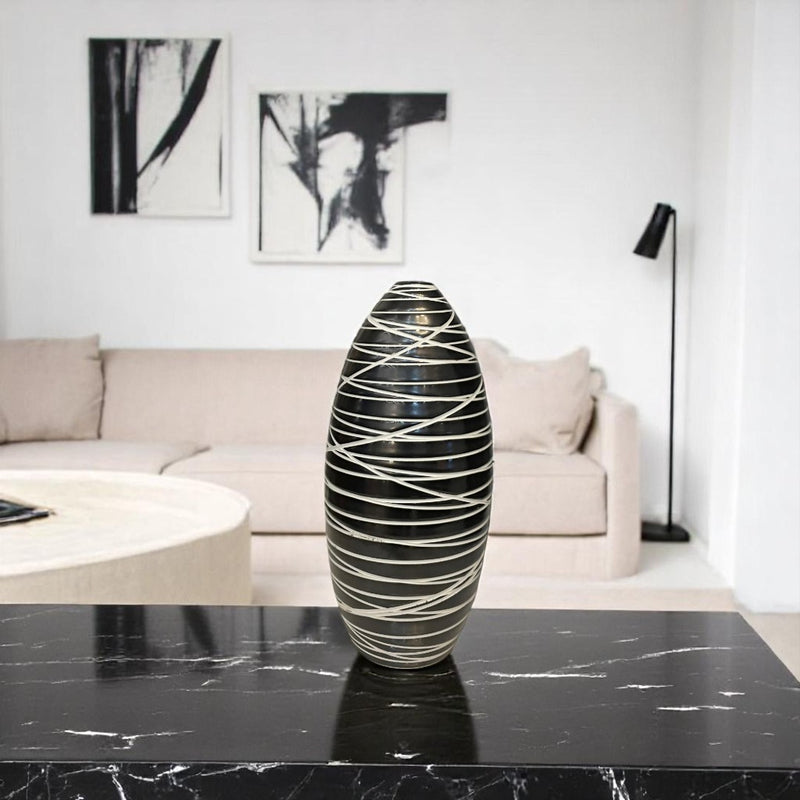 Monochrome Stripes Ceramic Vase