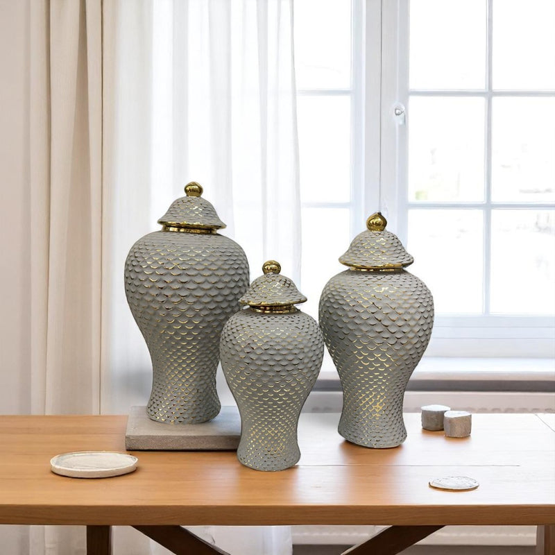Czech Grey Porcelain Candy Jar