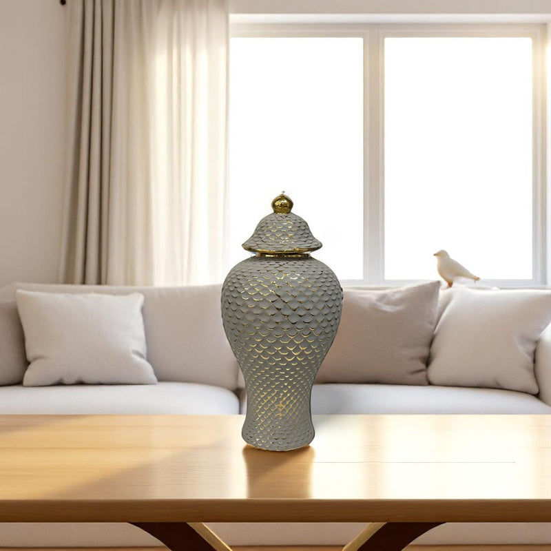 Czech Grey Porcelain Candy Jar