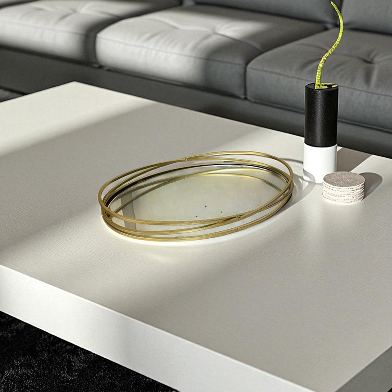 Chic Gold-Trimmed Mirrored Serving Trays