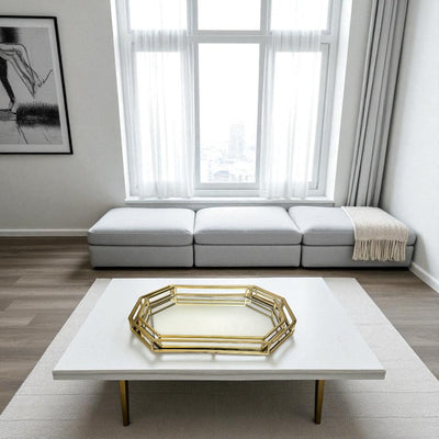 Geometric Gold Brass Mirrored Tray