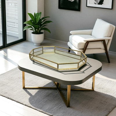 Geometric Gold Brass Mirrored Tray