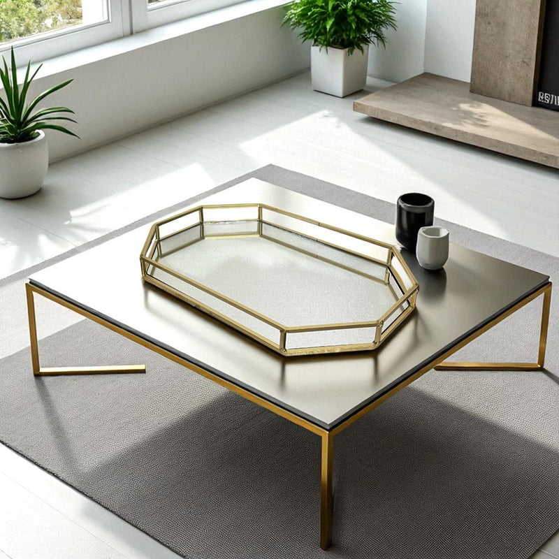 Geometric Gold Brass Mirrored Tray