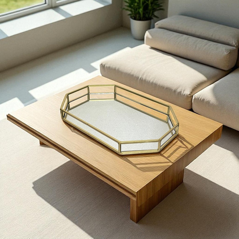 Geometric Gold Brass Mirrored Tray