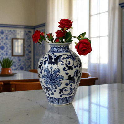 Imperial Legacy Classic Blue & White Porcelain Vase Pair