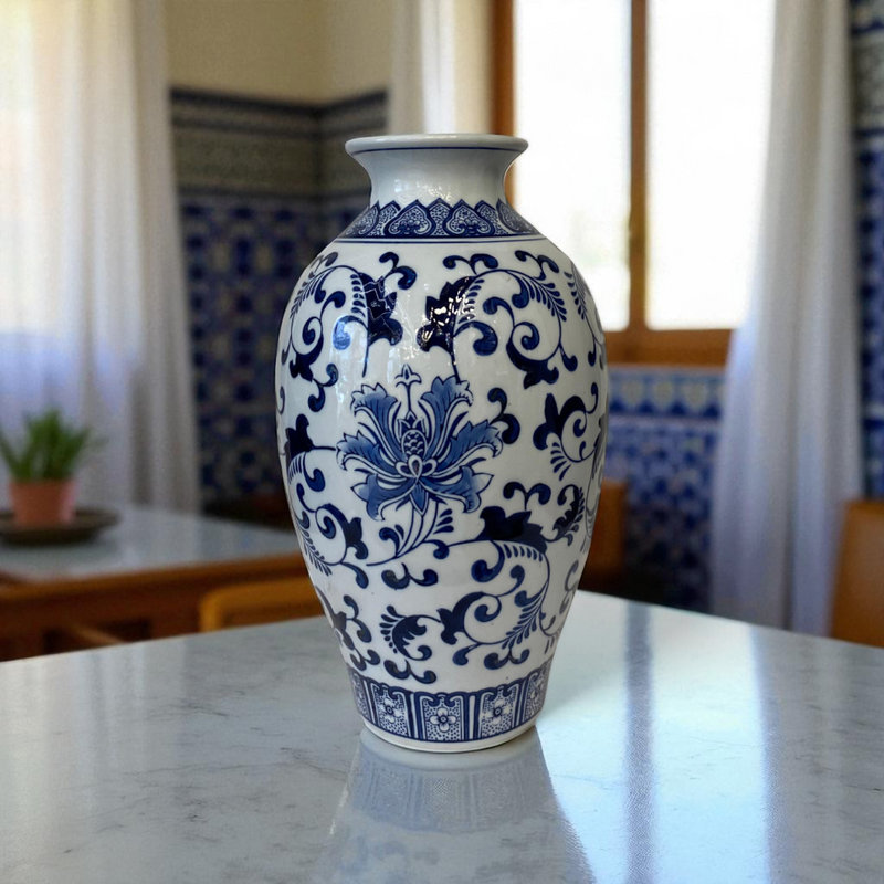 Imperial Legacy Classic Blue & White Porcelain Vase Pair