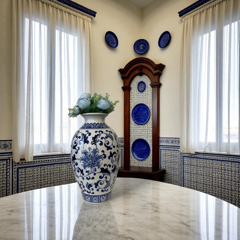 Imperial Legacy Classic Blue & White Porcelain Vase Pair