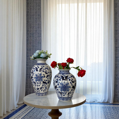 Imperial Legacy Classic Blue & White Porcelain Vase Pair