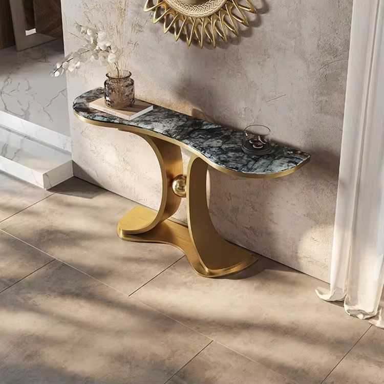 Brass Gold SSS Side Table Console  white ceremic top