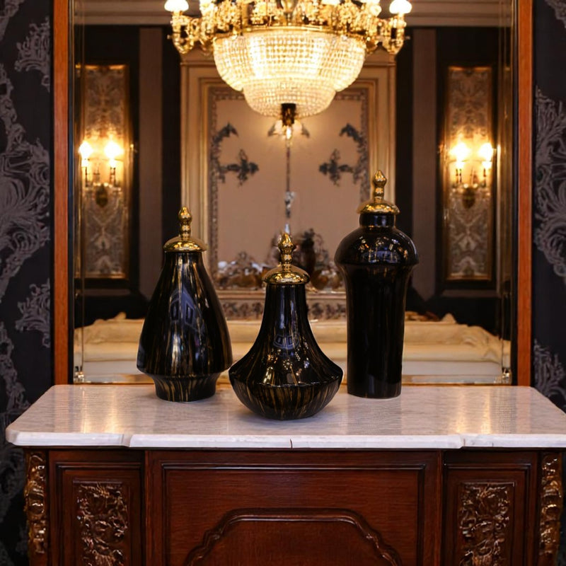 Elegant Charcoal Porcelain Urn