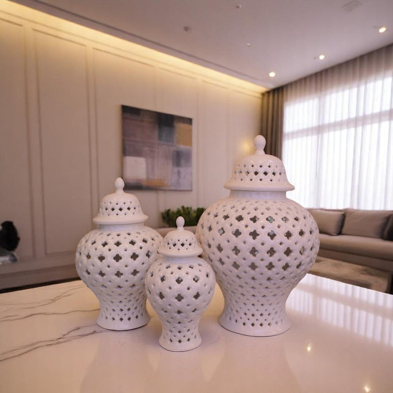 Milky Netted Porcelain Candy Jars