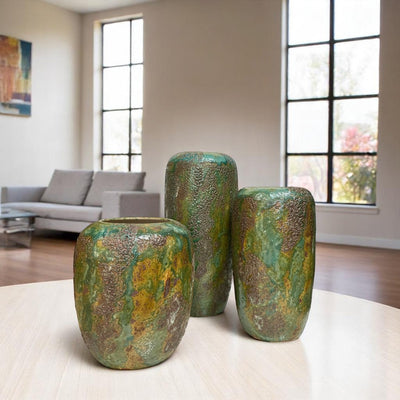 Verdant Relic Ceramic Vase Set