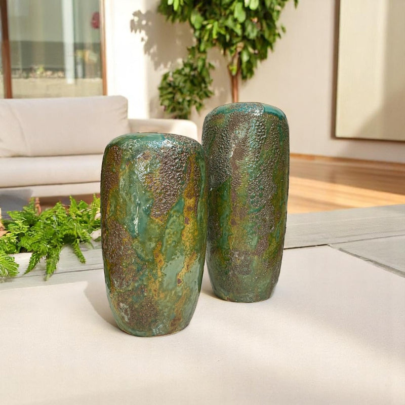 Verdant Relic Ceramic Vase Set