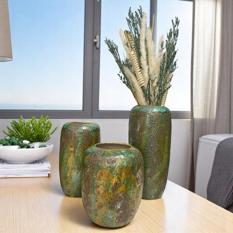 Verdant Relic Ceramic Vase Set