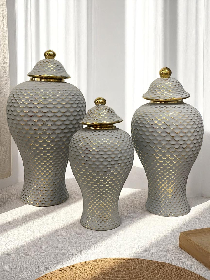Czech Grey Porcelain Candy Jar