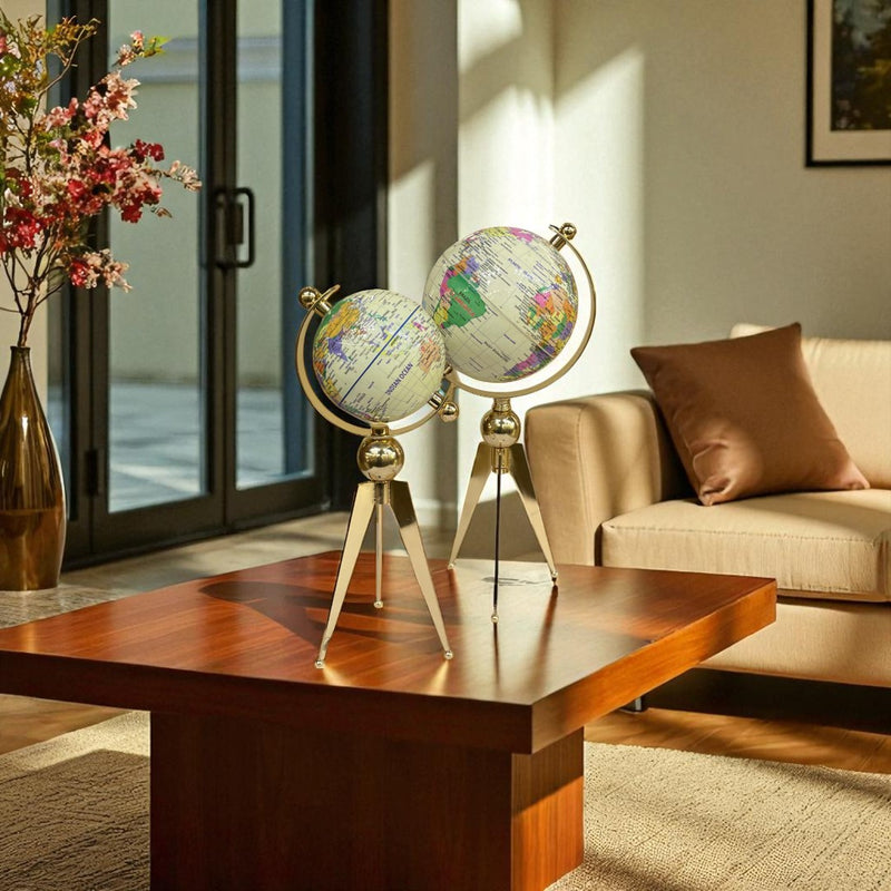 Metallic Tripod Globes Decor