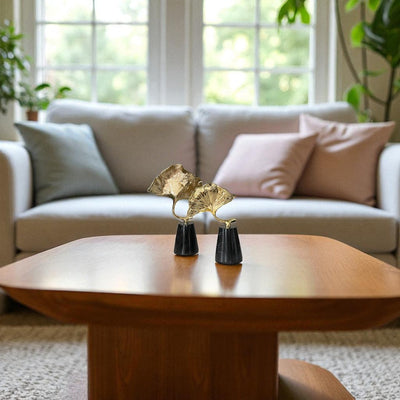 Heavy Metallic Tilted Leaf Ornaments