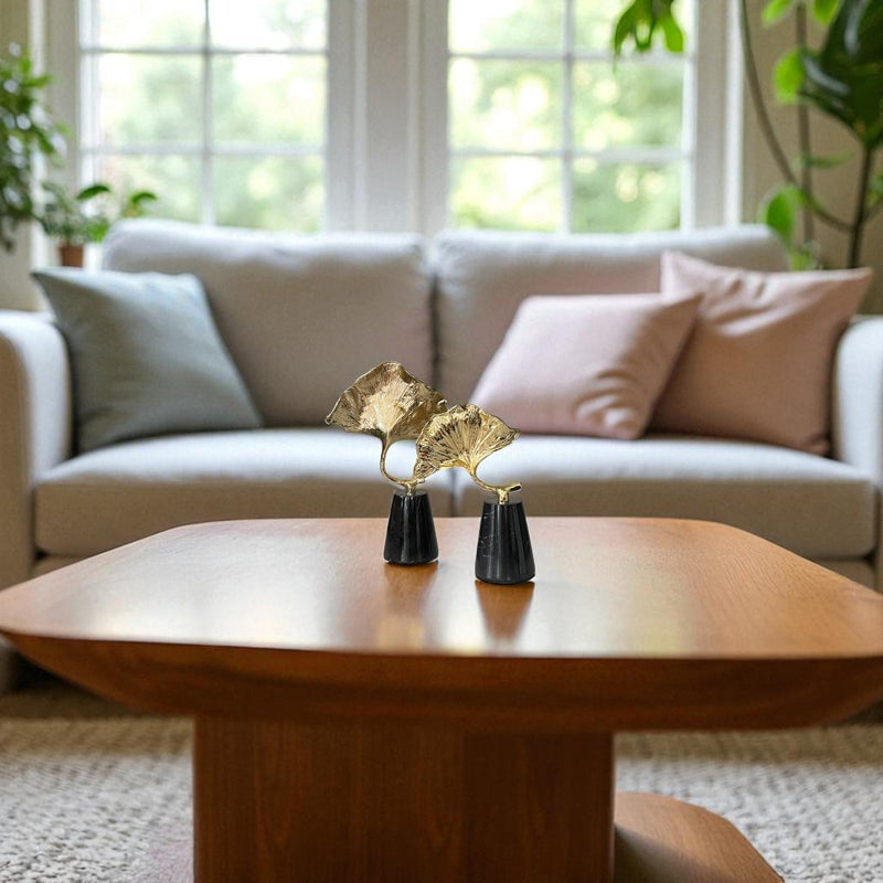 Heavy Metallic Tilted Leaf Ornaments