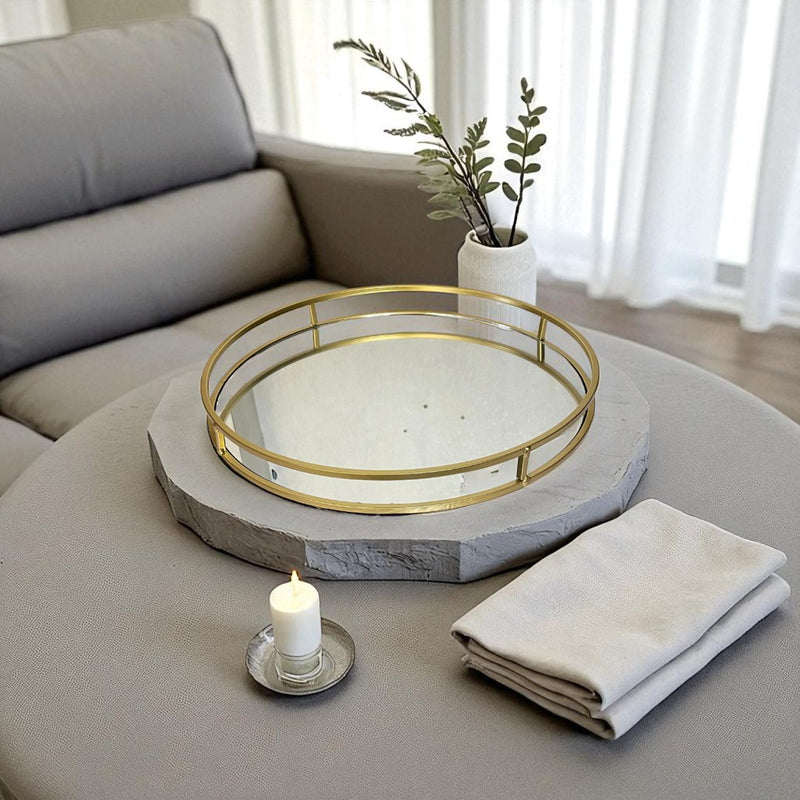 Sophisticated Gold Frame Mirrored Tray