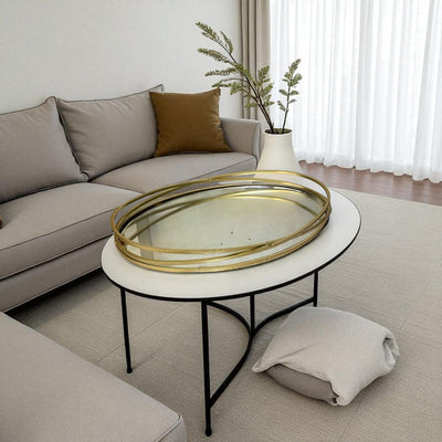 Chic Gold-Trimmed Mirrored Serving Trays