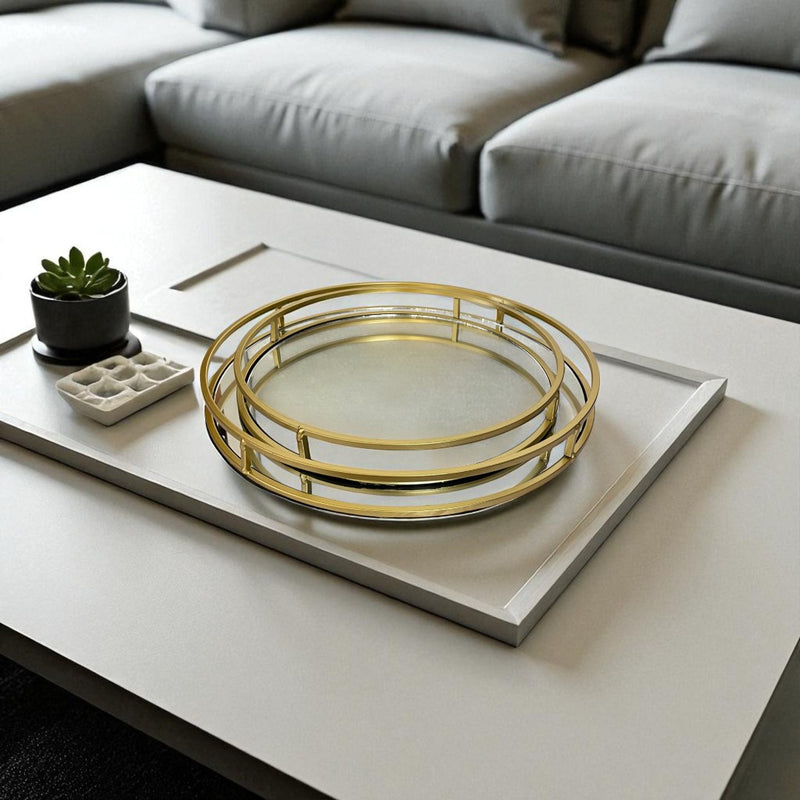 Sophisticated Gold Frame Mirrored Tray