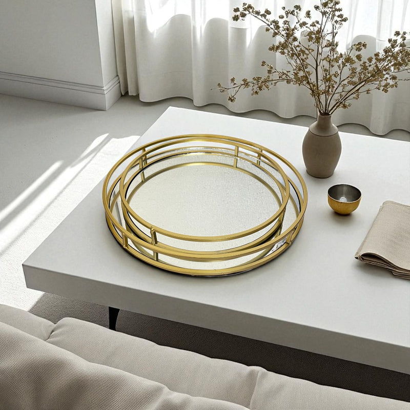 Sophisticated Gold Frame Mirrored Tray
