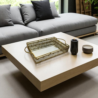 Elegant Brass Rectangular Mirror Tray