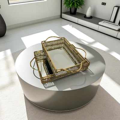 Elegant Brass Rectangular Mirror Tray