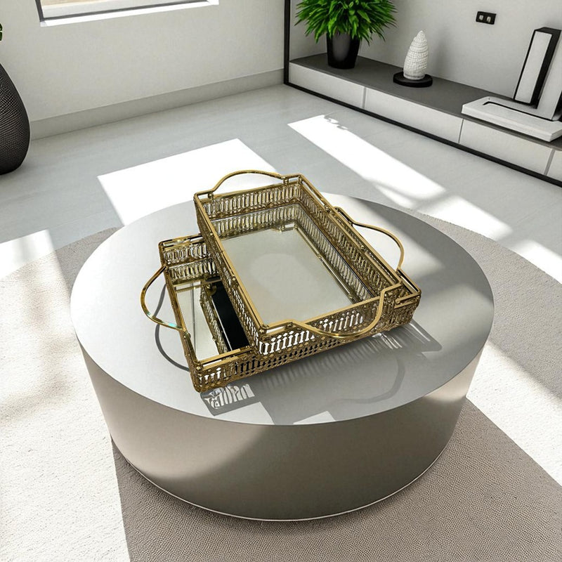 Elegant Brass Rectangular Mirror Tray