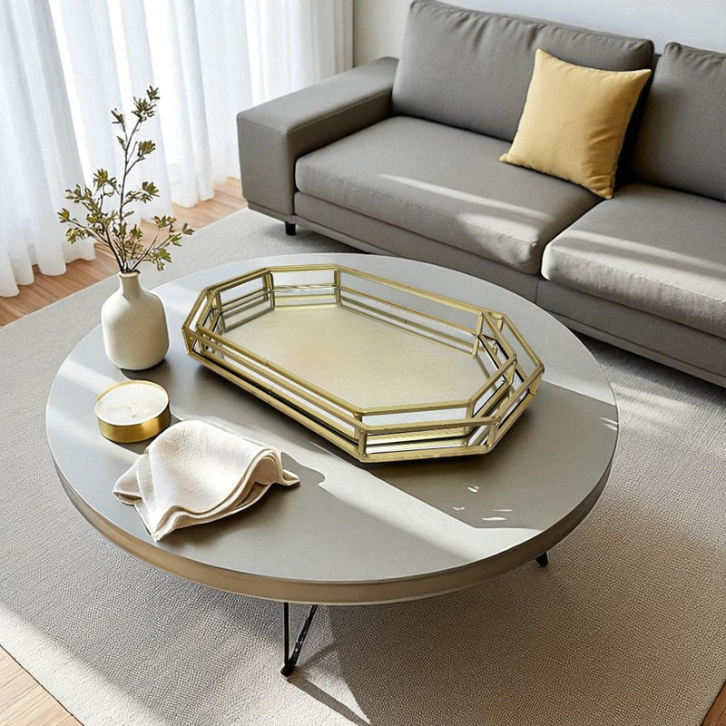 Geometric Gold Brass Mirrored Tray