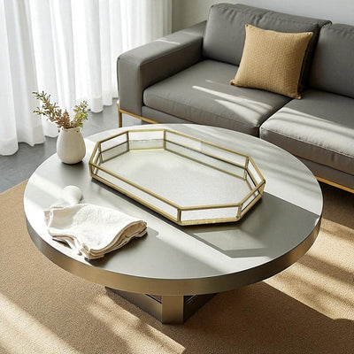 Geometric Gold Brass Mirrored Tray
