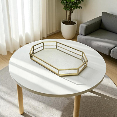Geometric Gold Brass Mirrored Tray
