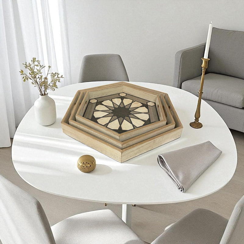 Hexagonal Wooden Trays