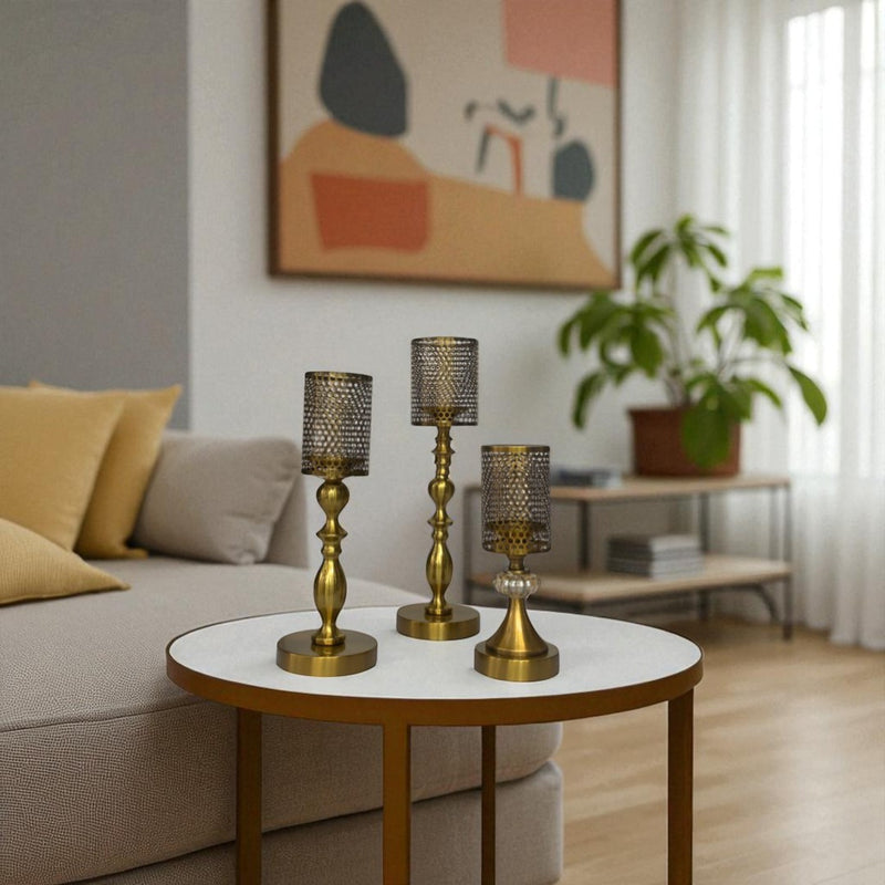 Luxury Vintage Gold Brass Candle Holder