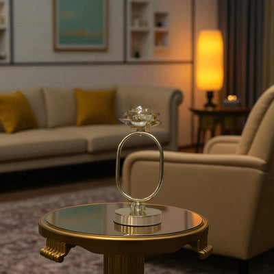 Elegance Crystal & Gold Metallic Candle Holder