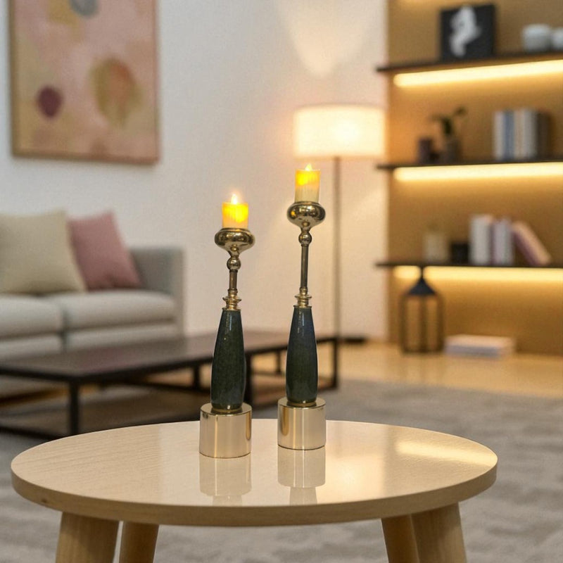 Obsidian Rise Candle Holder Pair