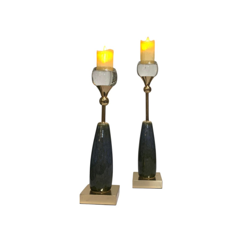Crystal Crest Vintage Marble and Metallic  Candle Stand