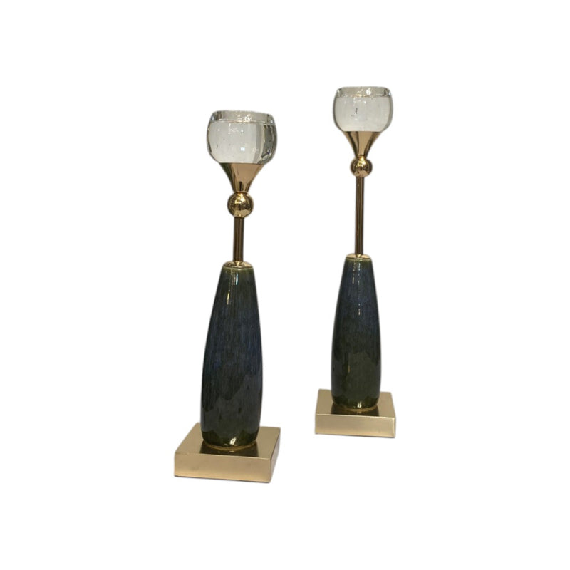 Crystal Crest Vintage Marble and Metallic  Candle Stand