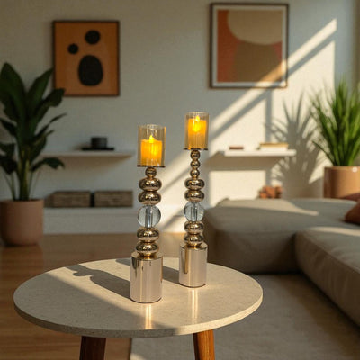 Modern Eterna Flame Metallic Candle Stand