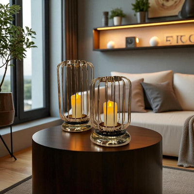 Luxe Cage Candle Stand Set