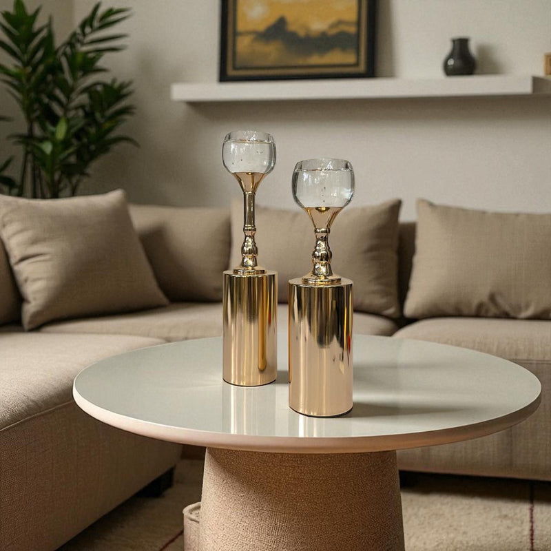 Metal Pillar Candle Holder Set