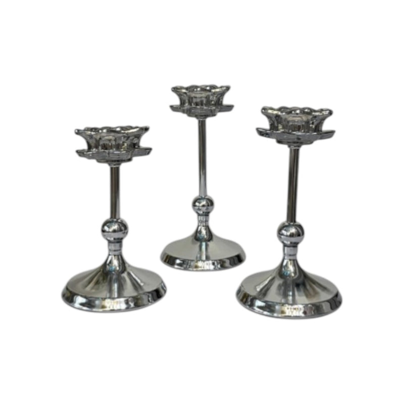 Sienna Luxe Silver Crystal Candle Holders Set
